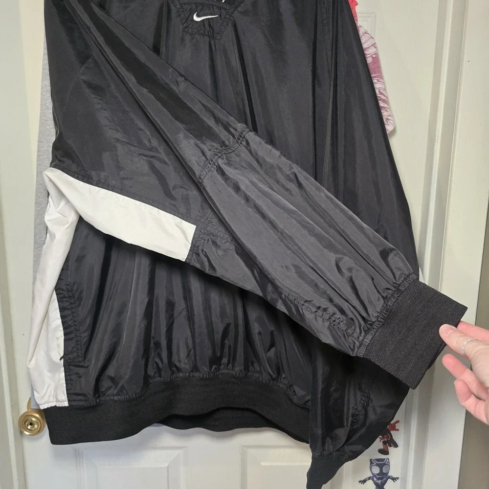 Nike Windbreaker V Neck Pullover Jacket Center Swoosh Vtg 90s Mens XXL Black Y2k